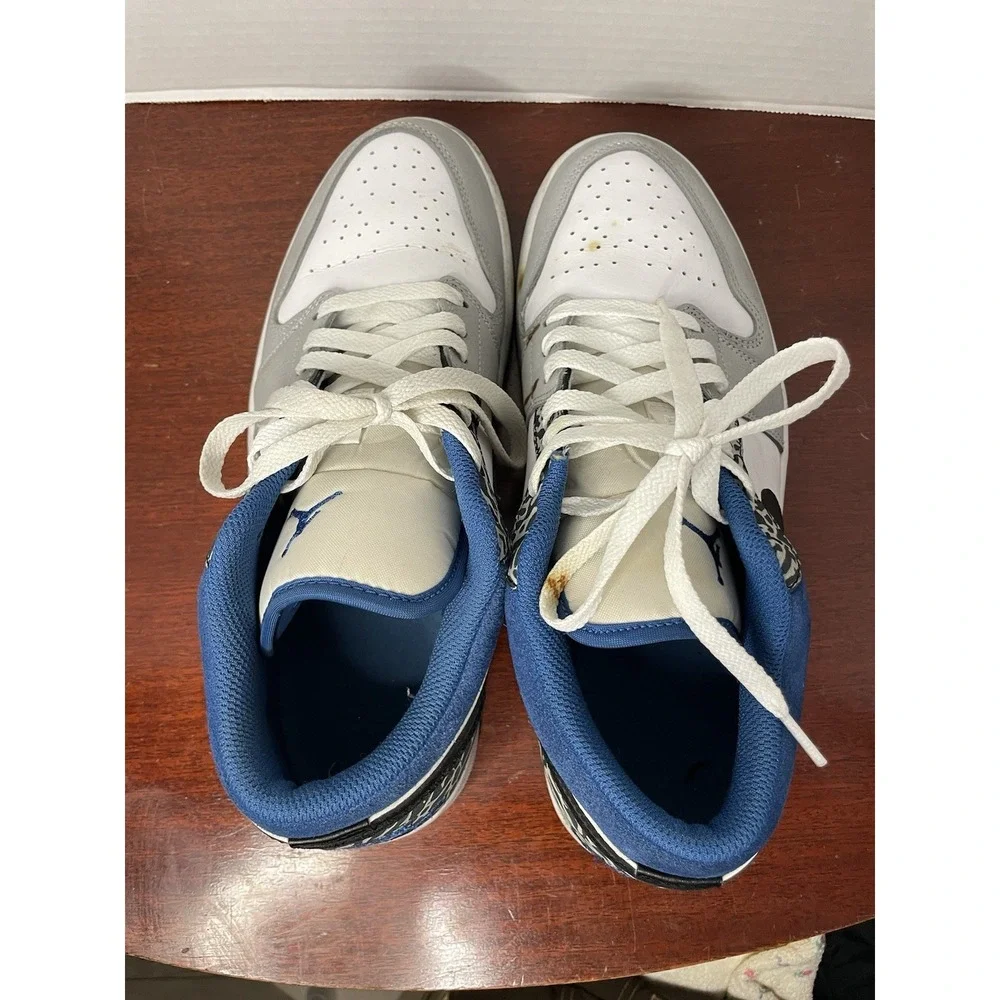 Air Jordan 1 Low SE True Blue Sneakers White Grey Black DM1199-140 Size 9.5 - Picture 9 of 10